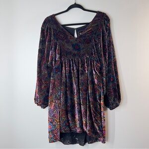 Anthropologie Women’s size S Multicolor Floral Velvet Detail Mini Dress